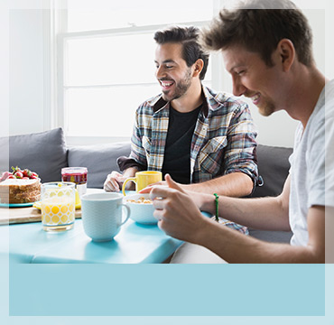 Men Eating Breakfast Men Eating Breakfast
